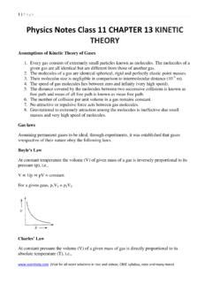 Physics Notes Class 11 CHAPTER 13 KINETIC THEORY Physics Notes Class