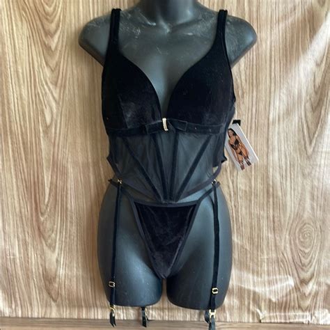 Dreamgirl Intimates Sleepwear New Black Velvet Lingerie Set Poshmark