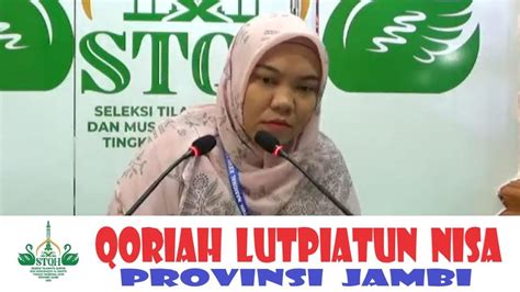 QORIAH LUTPIATUN NISA JAMBI TILAWAH DEWASA STQH NASIONAL XXVII