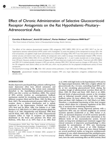 Effect of Chronic Administration of Selective Glucocorticoid Receptor ...