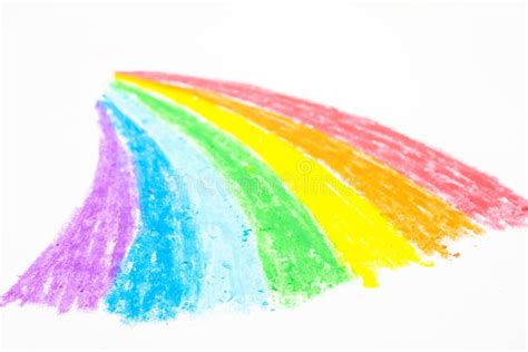 Child's Rainbow Crayon Drawing Stock Photo - Image: 49567182