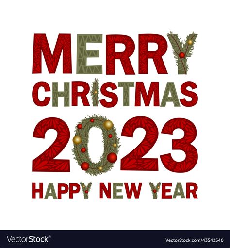 Lettering merry christmas and happy new year 2023 Vector Image