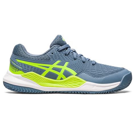 ASICS GEL RESOLUTION 9 GS CLAY Steel Blue Hazard Green 1044A068 400