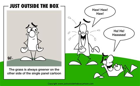 The Grass Is Always Greener Just Outside The Box Cartoon