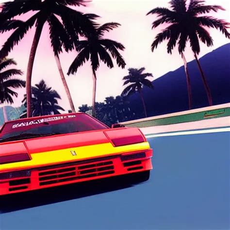 Sega Outrun Photorealistic Ferrari Testarossa Stable Diffusion