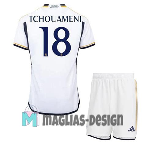 Maglie Calcio Real Madrid Tchouameni Bambino Prima Bianco