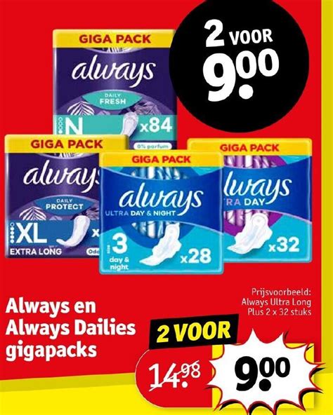 Always En Always Dailies Gigapacks Aanbieding Bij Kruidvat