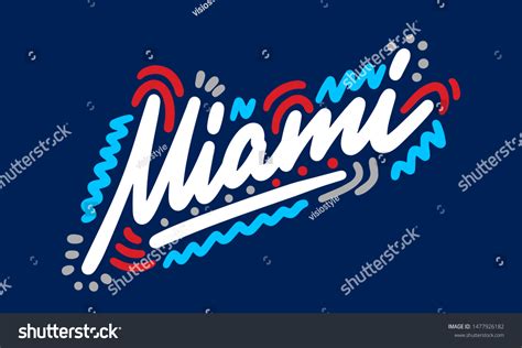 Miami Handwritten City Namemodern Calligraphy Hand เวกเตอร์สต็อก ปลอด