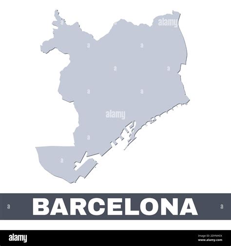 Barcelona outline map. Vector map of Barcelona city area within its ...