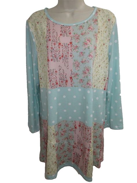 Lily By Firmiana Patchwork Pastel Floral Stretch Tunic Top Xl New Ebay