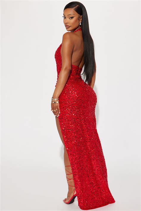 Hailie Sequin Maxi Dress Red Fashion Nova Dresses Fashion Nova