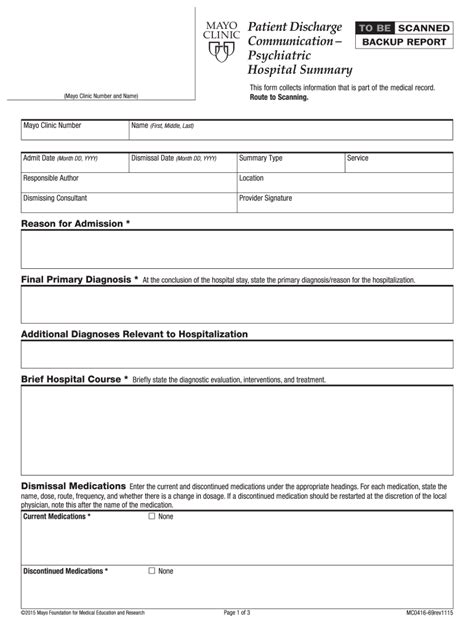 Patient Discharge Communication Psychiatric Hospital Summar Mc0416 69 Patient Discharge