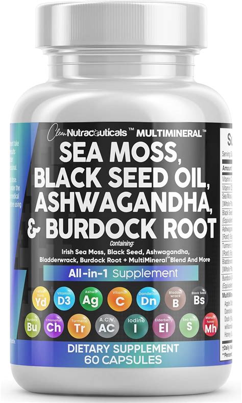 Sea Moss 3000mg Black Seed Oil 2000mg Ashwagandha 1000mg Turmeric