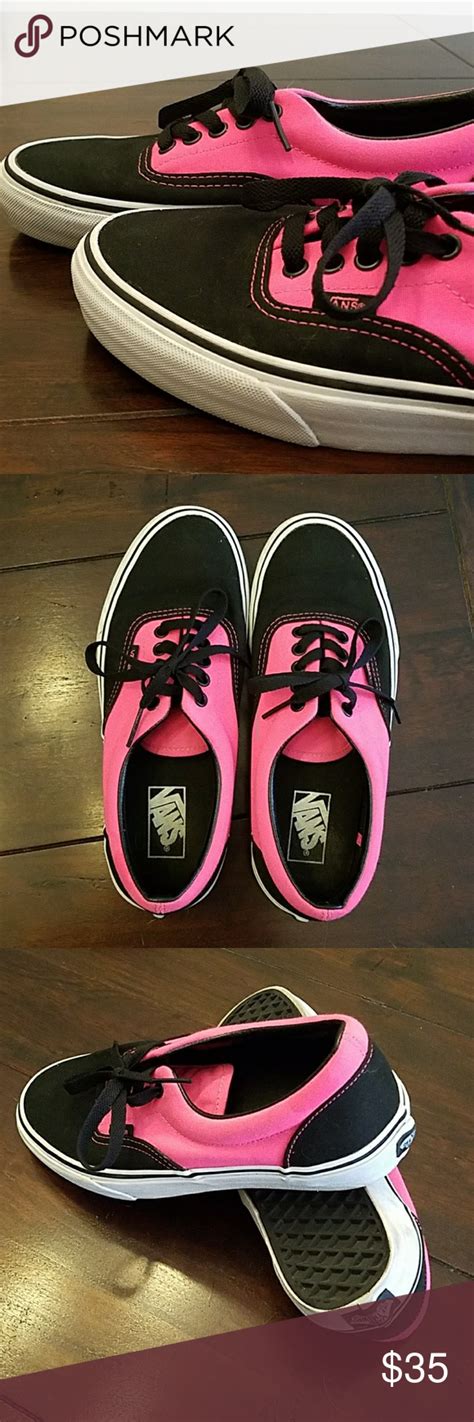 Vans Hot Pink And Black Almost New Vans Hot Pink Vans Pink