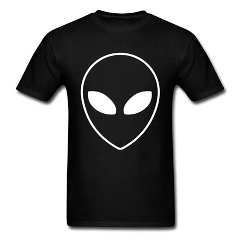 Simple Style T Shirt Men Alien T Shirt Print Black White Tshirt Ufo