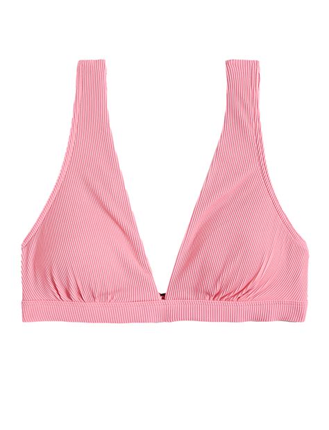 Buy Ribbed Padded Plunge V Neck Bikini Top At Marks Spencer