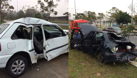 Carros Batem Na Linha Verde E Duas Pessoas Ficam Feridas