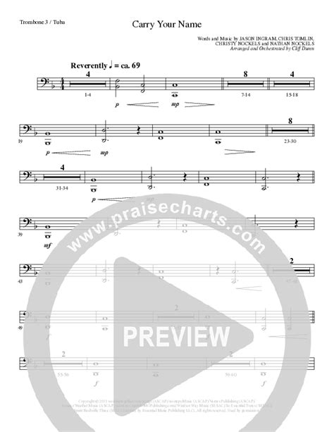 Carry Your Name Choral Anthem SATB Trombone Tuba Sheet Music PDF Arr