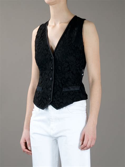 Dolce And Gabbana Floral Lace Waistcoat In Black Floral Lyst