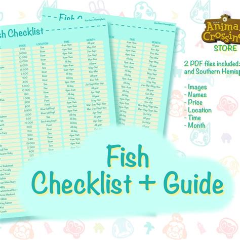 Acnh Fish Checklist Etsy