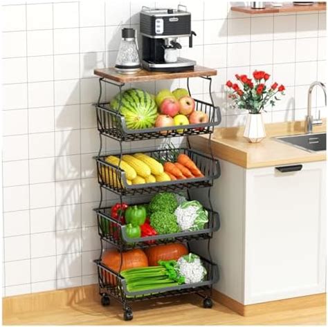 Amazon OKZEST 2pcs Fruit Basket Stackable Wall Mounted Pantry