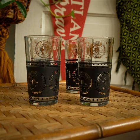 Vintage Libbey Highball Coin Glasses Set Of 4 Gold And Etsy