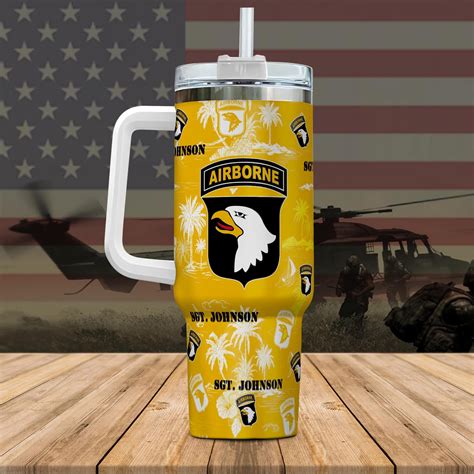 101st Airborne Division Tumbler 40Oz Custom Name Military Tumbler For