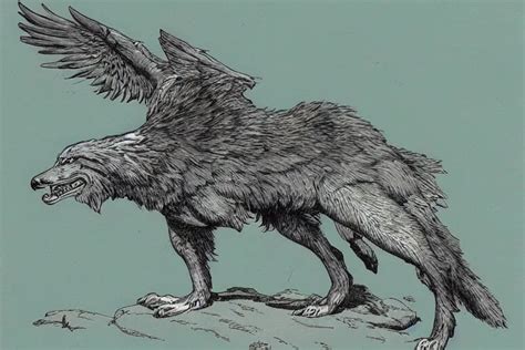 Wolf And Eagle Hybrid Creature By Moebius Stable Diffusion