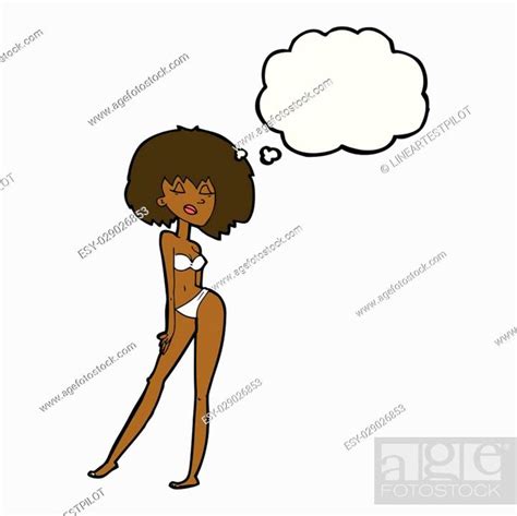 Cartoon Woman In Bikini With Thought Bubble Stock Photo Picture And Low Budget Royalty Free