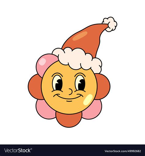 Pop art icon of christmas flower with hat Vector Image