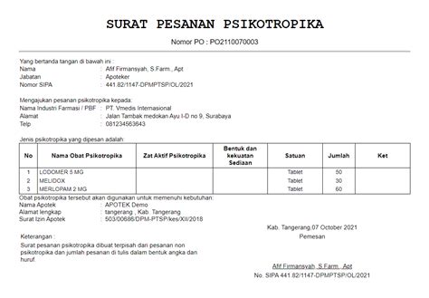 Surat Pesanan Psikotropika Dan Cara Pembuatannya Yang Benar Vmedis Riset