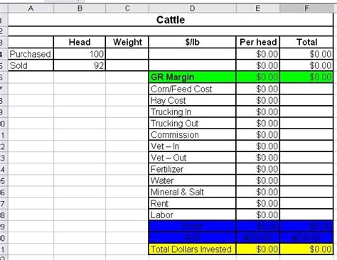 Free Cattle Record Keeping Spreadsheet Check More At Free Cattle Record