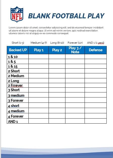 5+ Blank Football Play Sheet Template | room surf.com