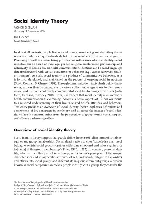 PDF Social Identity Theory