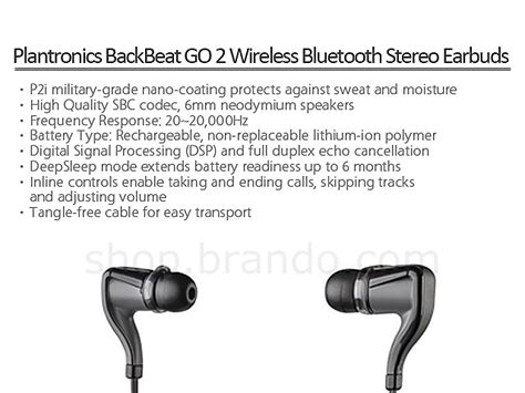 Plantronics Backbeat Go 2 Wireless Bluetooth Stereo Earbuds