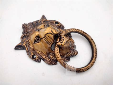 Brass Lionhead Lion Head Door Knocker Brass Door Knocker Holiday Gift