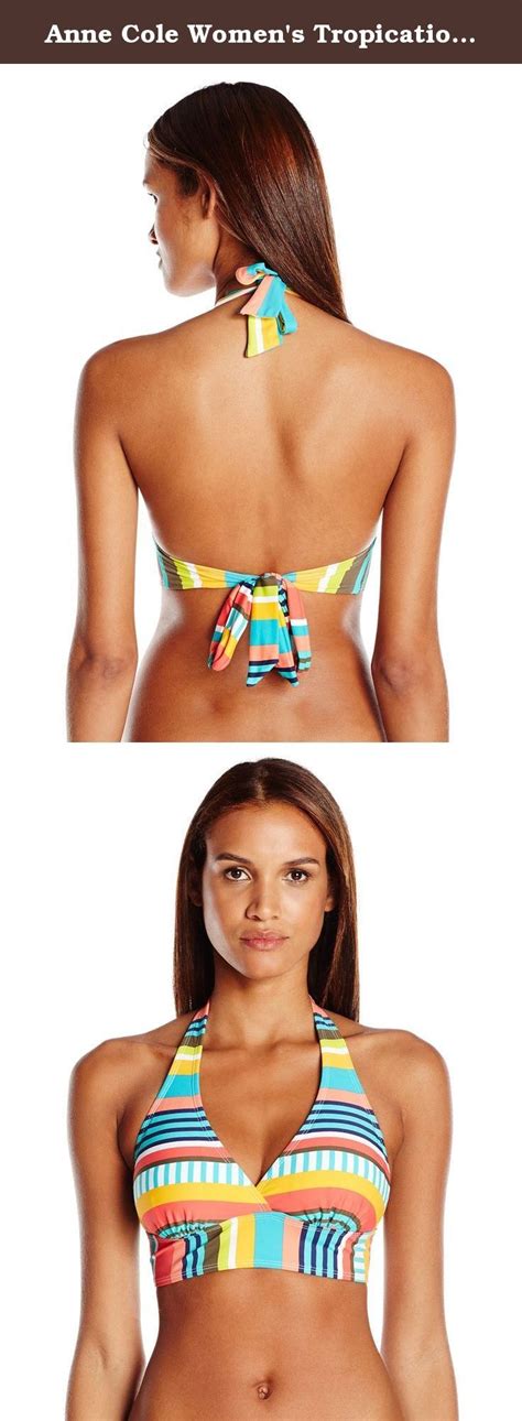 Anne Cole Women S Tropication Marilyn Banded Halter Bra Bikini Top