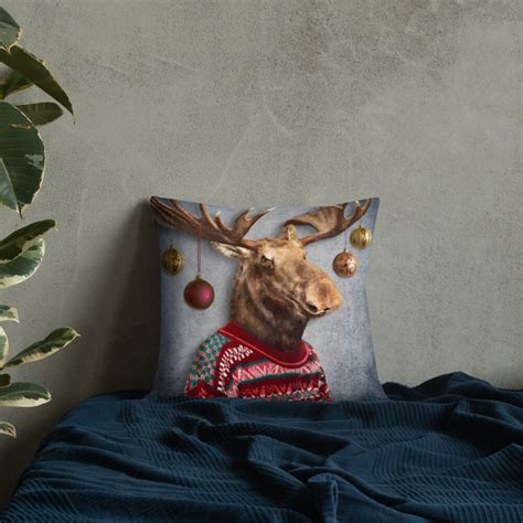 Reindeer Wild Animal Throw Pillow Oh Deer Christmas Theme Etsy