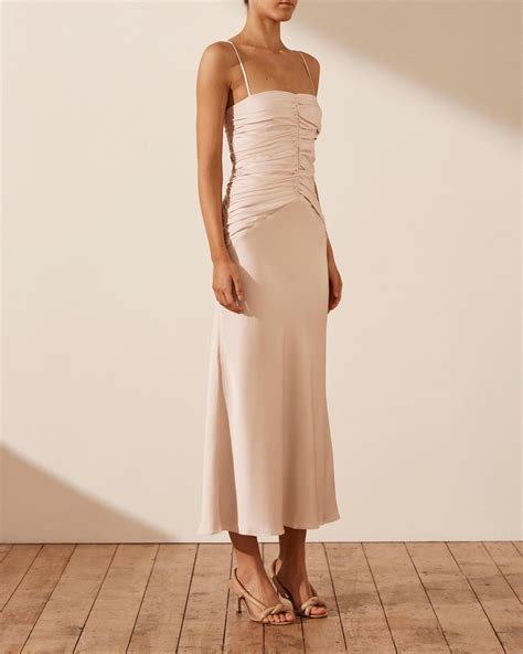 Shona Joy Luxe Ruched Bodice Midi Dress Airrobe