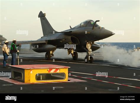 Rafale aircraft on the deck of an aircraft carrier, French Navy, FS ...