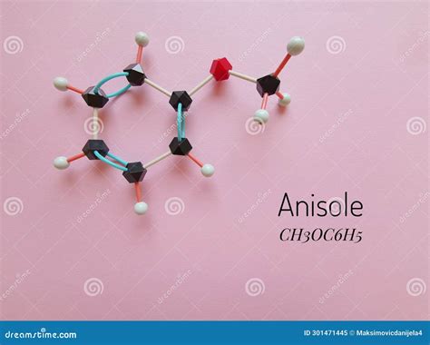 Molecular Structure Model And Chemical Formula Of Anisole Molecule Anise Ether 3d Molecular