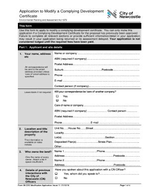 Fillable Online Newcastle Nsw Gov Application To Modify Complying