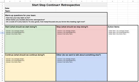 Agile Retrospective Excel Template Download