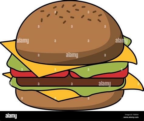 Hamburguesa Comida Rápida De Dibujos Animados Imagen Vector De Stock