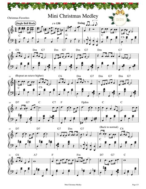 Mini Christmas Medley Sheet Music For Piano Download Free In Pdf Or Midi