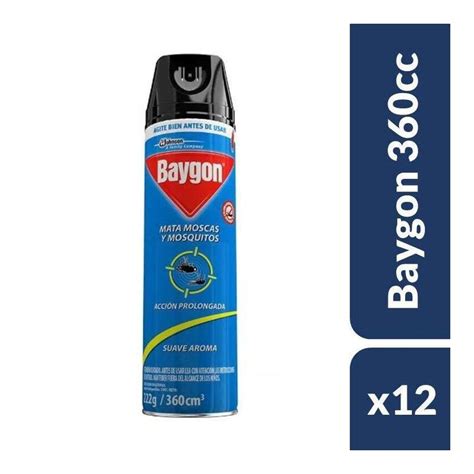 Baygon 12 Unid Insecticida Baygon Mata Moscas Y Mosquitos 360 Cc