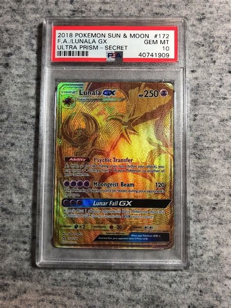 Pokemon Ultra Prism Gold Lunala GX 172 156 Secret Rare