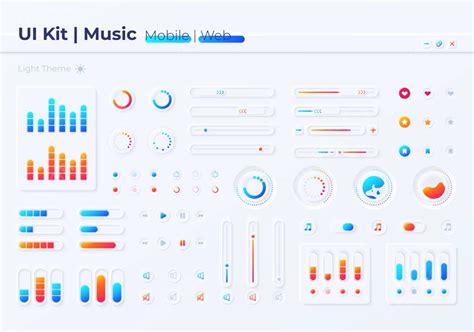 Pengaturan Musik Ui Elemen Kit Bilah Tombol Ux Vektor Ux Tombol