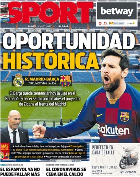 Portadas Diarios Deportivos Domingo 1032020 Sport Marca As Md