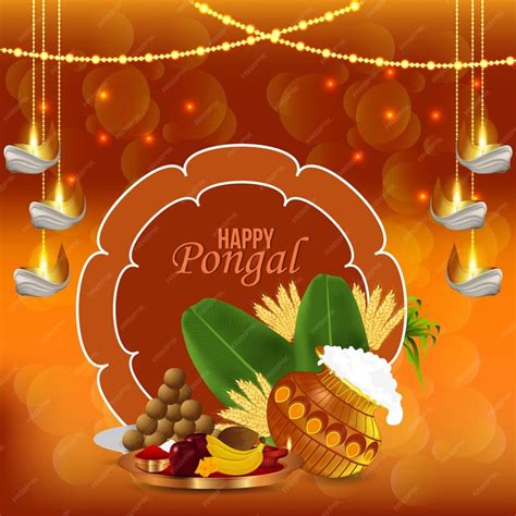 Premium Vector | Happy pongal celebration greeting card